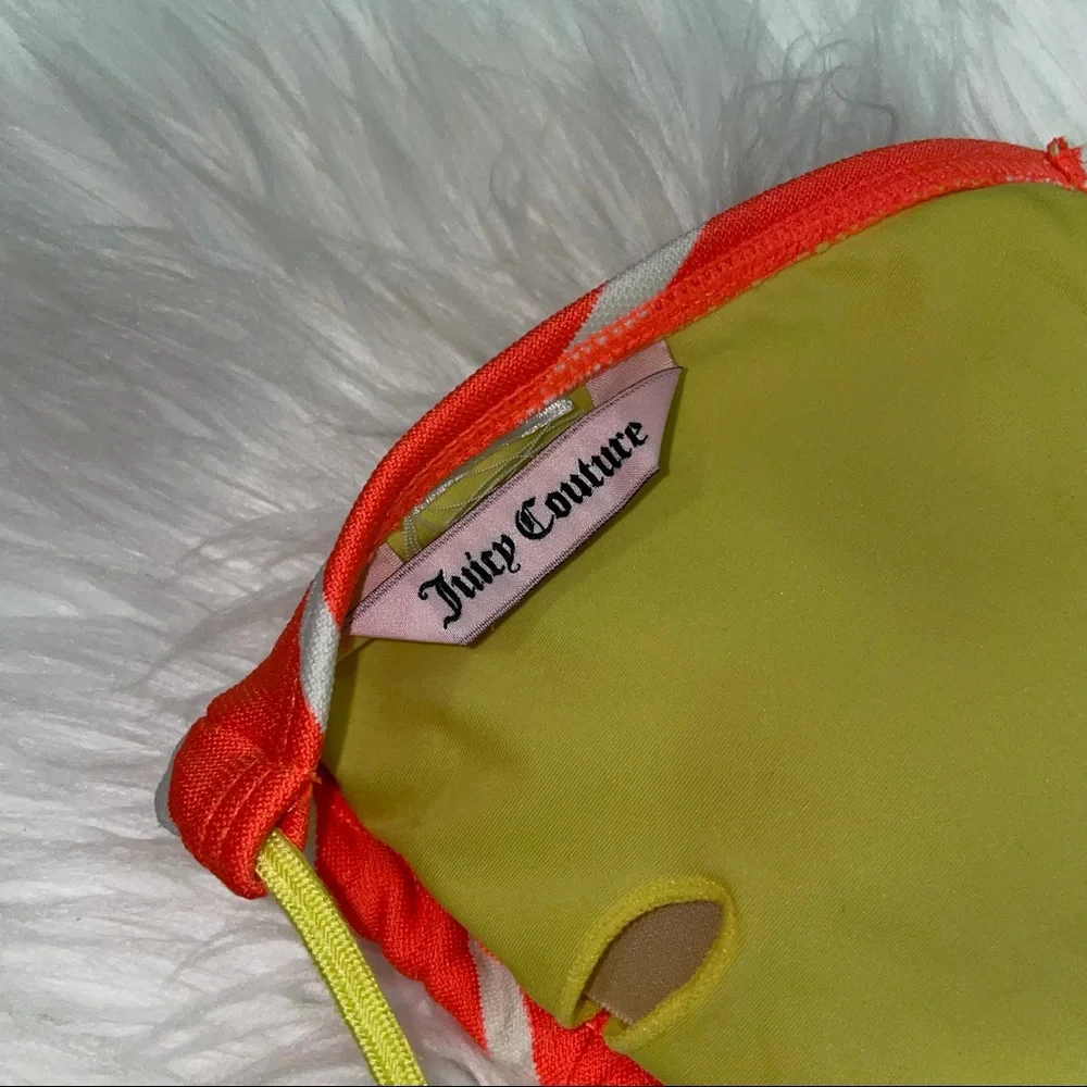 Vintage Juicy Couture Neon String Bikini Top Orange Yellow Size Large